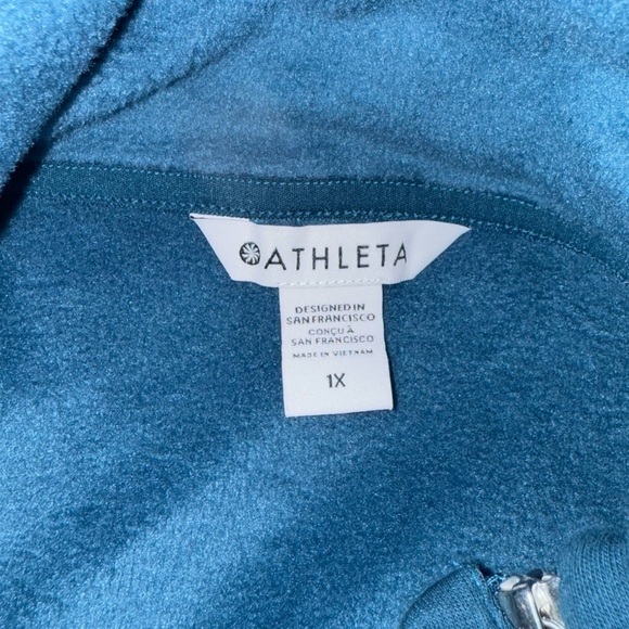 ATHLETA Cozy Karma Asymmetrical Zip Pullover Plus 1X Dark Sardinia Blue - Picture 6 of 13